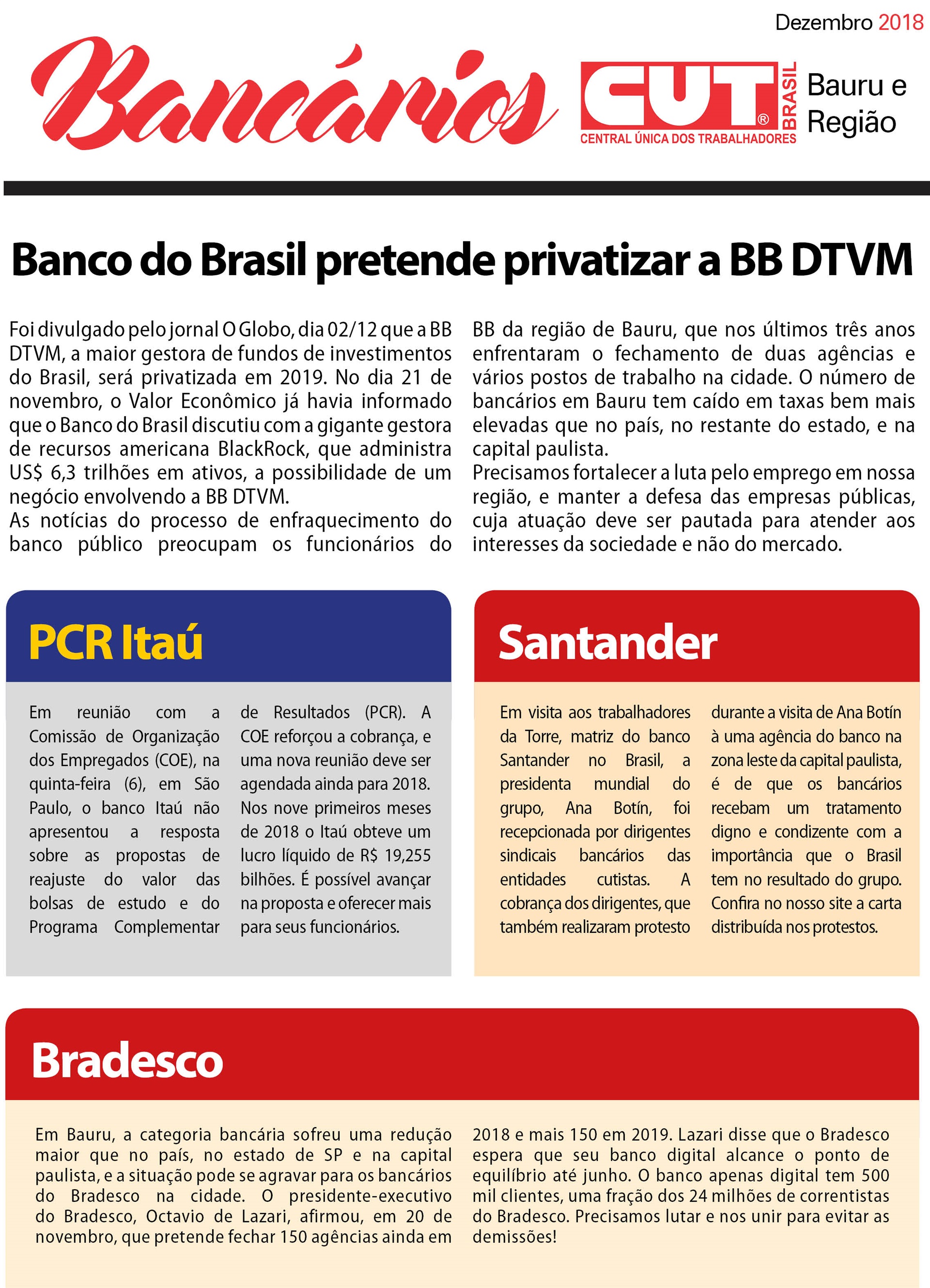 Jornal de Bauru - Banco do Brasil pretende privatizar a BB DTVM